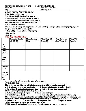 Đề cương ôn tập HKI môn Địa lí Lớp 9 - Năm học 2022-2023 - Trường THCS Tam Quan Bắc